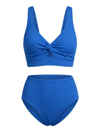 Women's Textured High-Waisted Bikini Sets | Flattering Summer Swimwear for Women 13