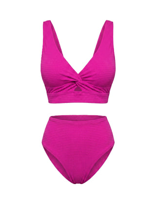 Women's Textured High-Waisted Bikini Sets | Flattering Summer Swimwear for Women 14