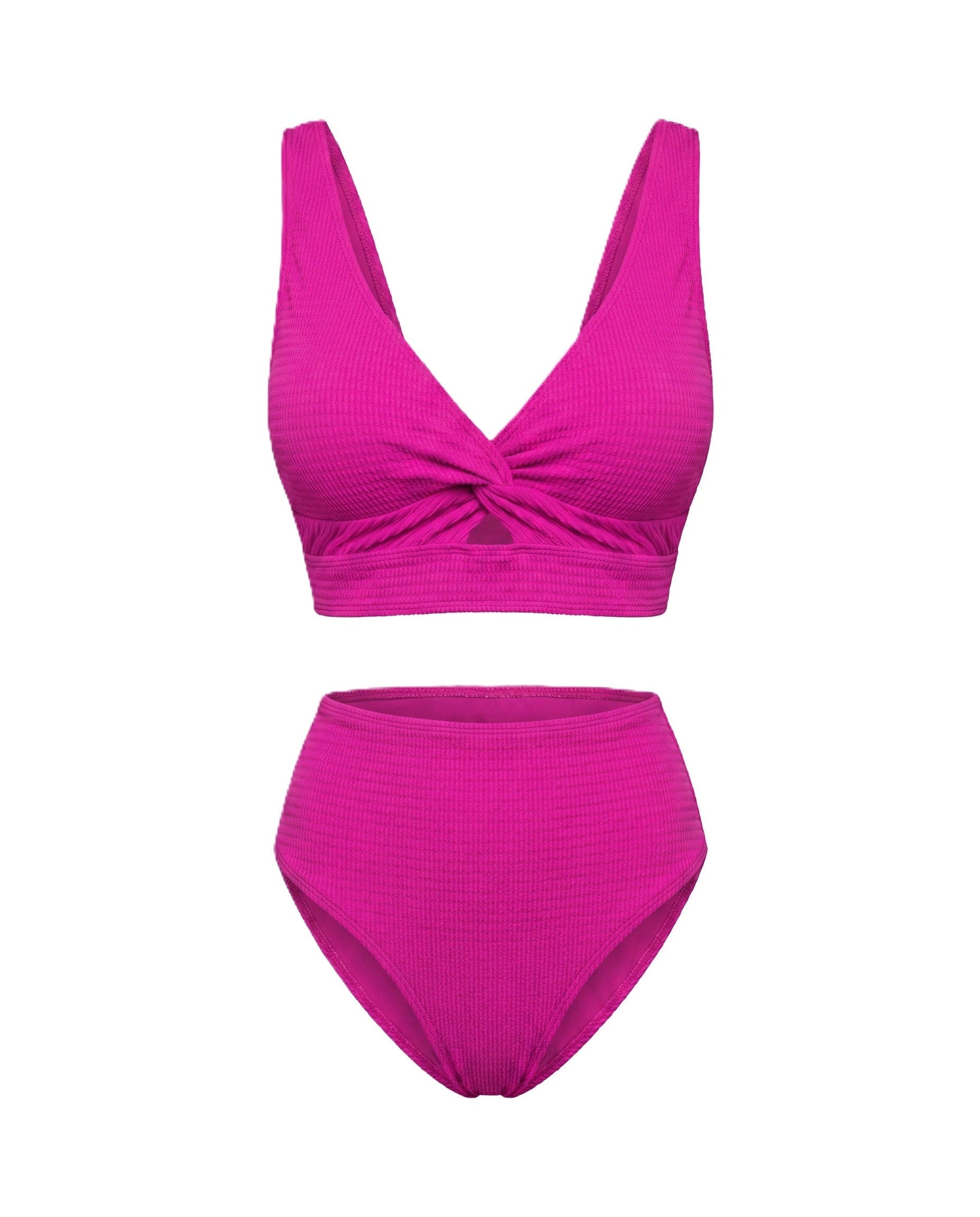 Women's Textured High-Waisted Bikini Sets | Flattering Summer Swimwear for Women 14