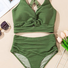 Women's Textured High-Waisted Bikini Sets | Flattering Summer Swimwear for Women 3