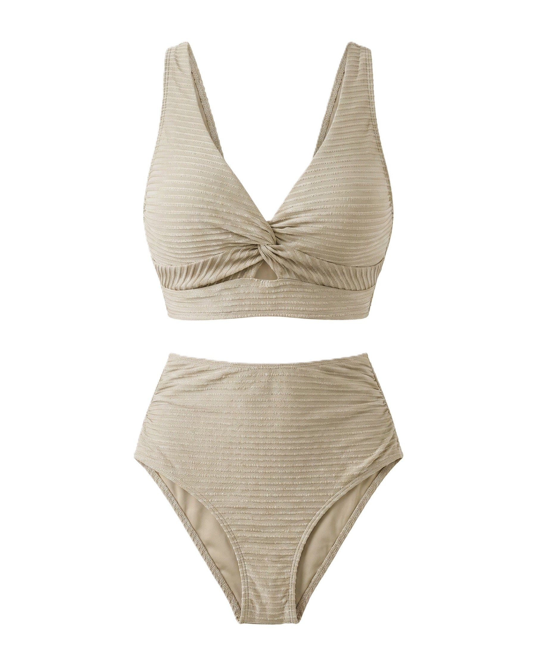 Women's Textured High-Waisted Bikini Sets | Flattering Summer Swimwear for Women 5