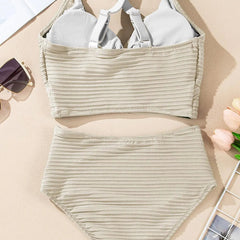 Women's Textured High-Waisted Bikini Sets | Flattering Summer Swimwear for Women 7