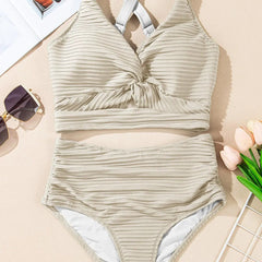Women's Textured High-Waisted Bikini Sets | Flattering Summer Swimwear for Women 8
