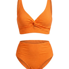 Women's Textured High-Waisted Bikini Sets | Flattering Summer Swimwear for Women 9