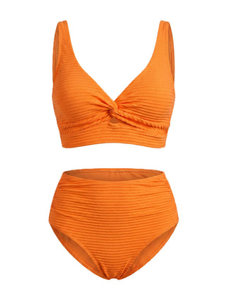 Women's Textured High-Waisted Bikini Sets | Flattering Summer Swimwear for Women 9