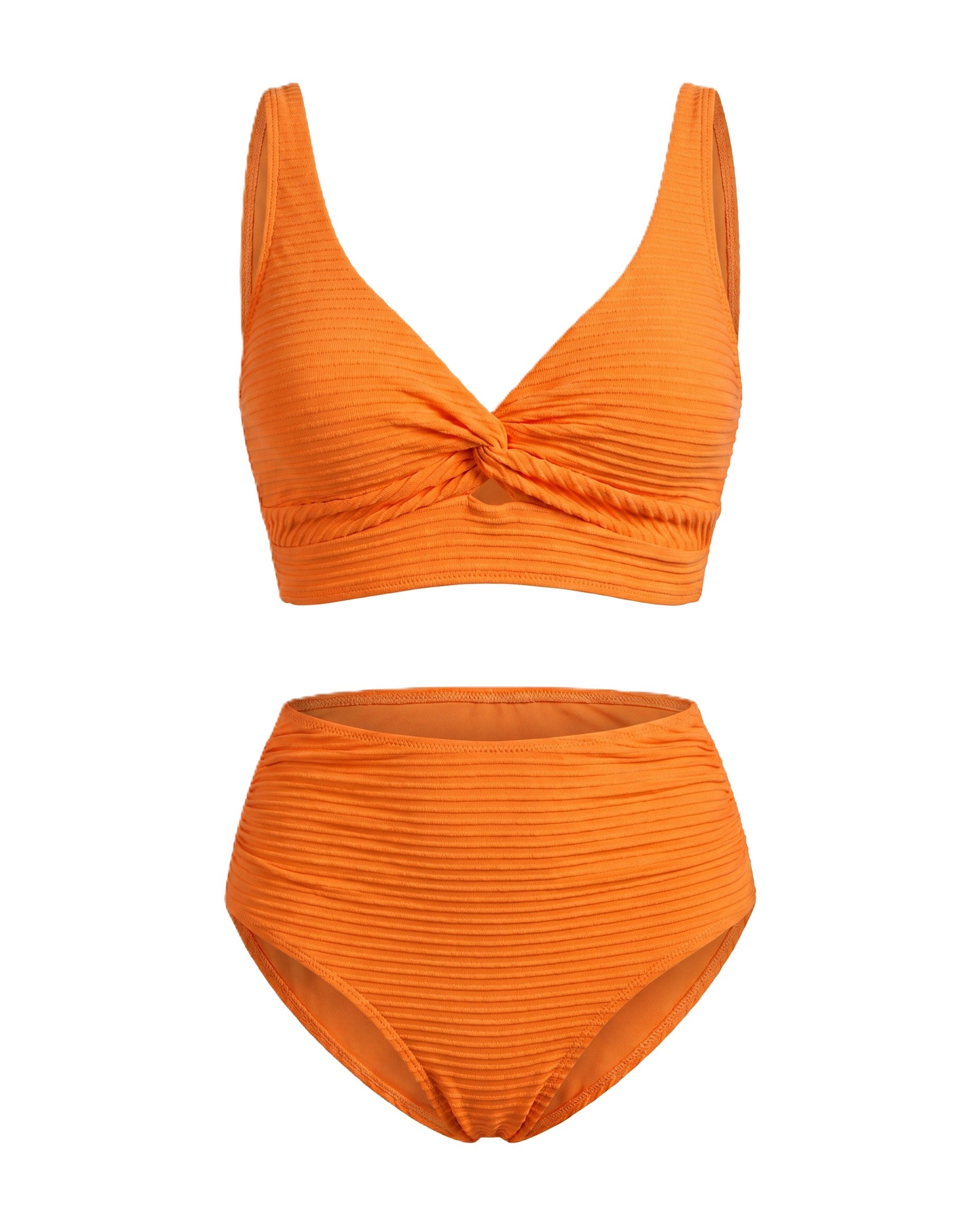 Women's Textured High-Waisted Bikini Sets | Flattering Summer Swimwear for Women 9