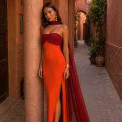 Women's Two-Tone Maxi Dress | Elegant Summer Formal Gown with Side Slit 3