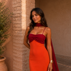 Women's Two-Tone Maxi Dress | Elegant Summer Formal Gown with Side Slit 4