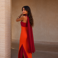 Women's Two-Tone Maxi Dress | Elegant Summer Formal Gown with Side Slit 5