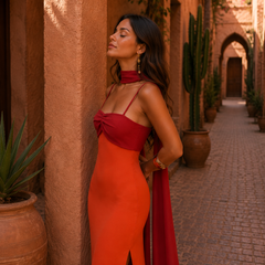 Women's Two-Tone Maxi Dress | Elegant Summer Formal Gown with Side Slit 6