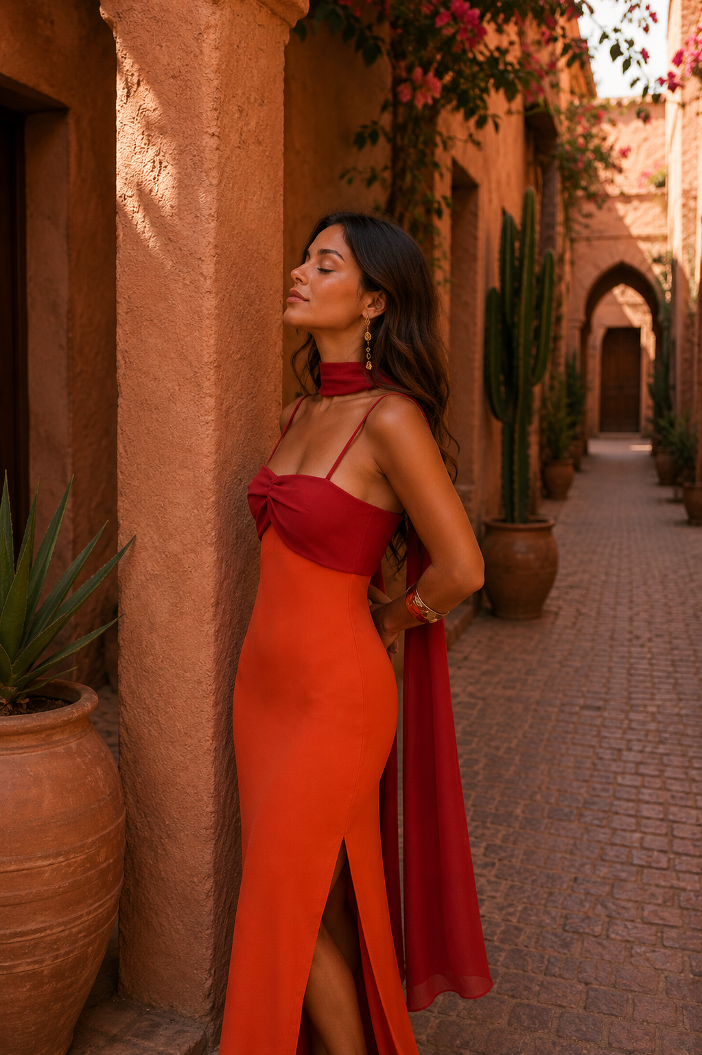 Women's Two-Tone Maxi Dress | Elegant Summer Formal Gown with Side Slit 6