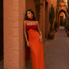 Women's Two-Tone Maxi Dress | Elegant Summer Formal Gown with Side Slit 7