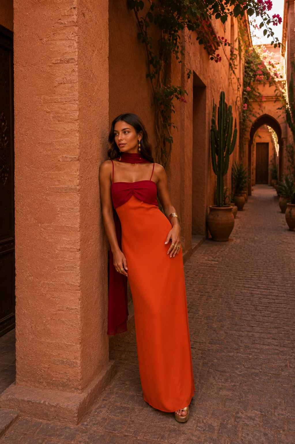 Women's Two-Tone Maxi Dress | Elegant Summer Formal Gown with Side Slit 7