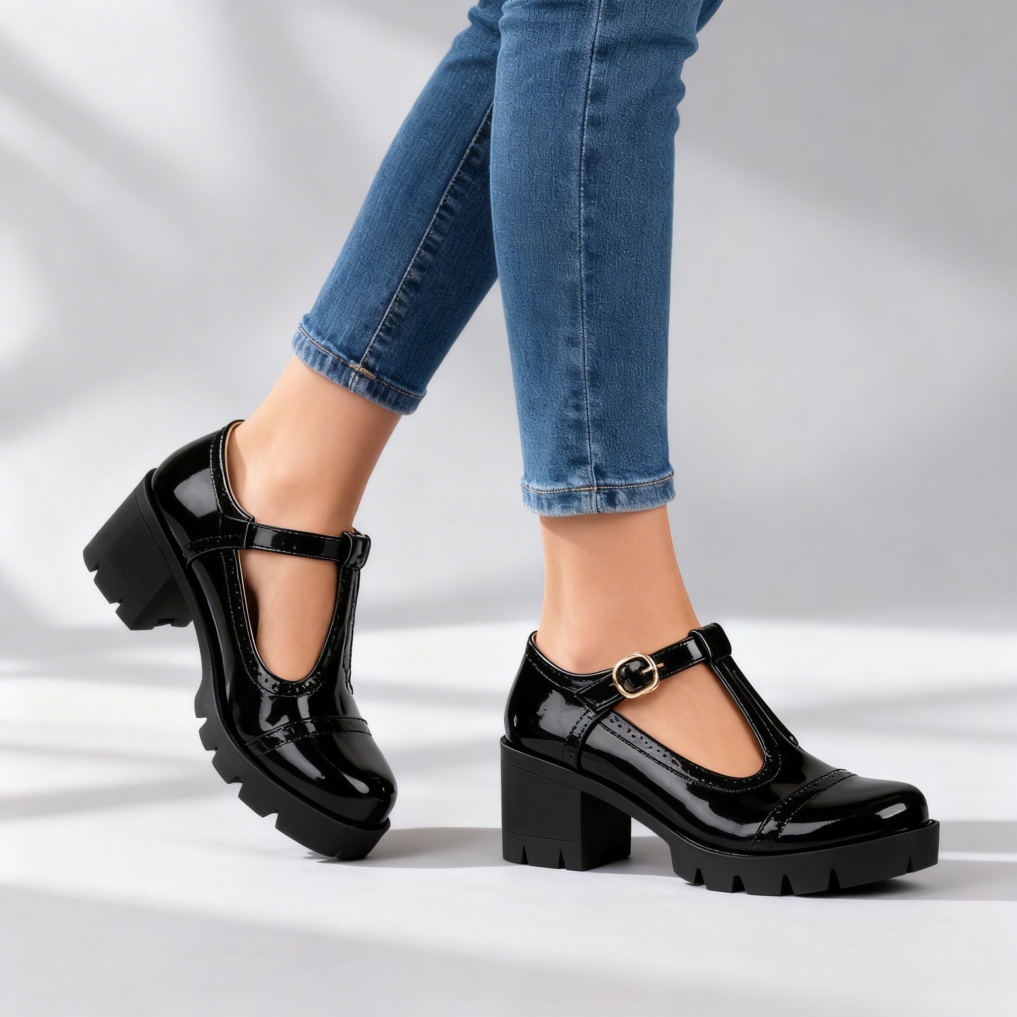 Women's Vintage-Inspired Leather T-Strap Mary Jane | Elegant Block Heel Shoes 4