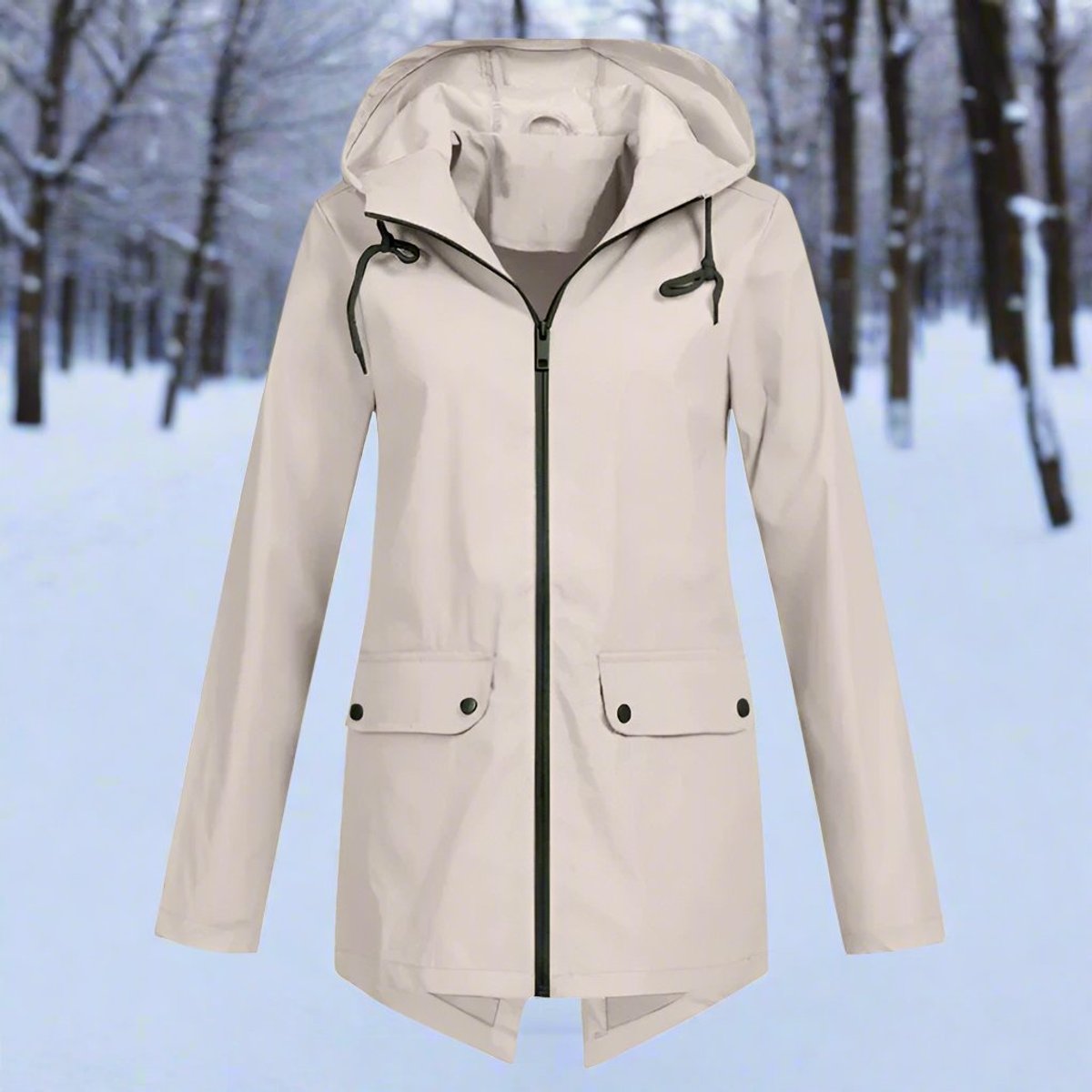 Women's Waterproof Rain Jacket | Stylish Adjustable Hooded Outerwear | Chic and Functional Raincoat 0