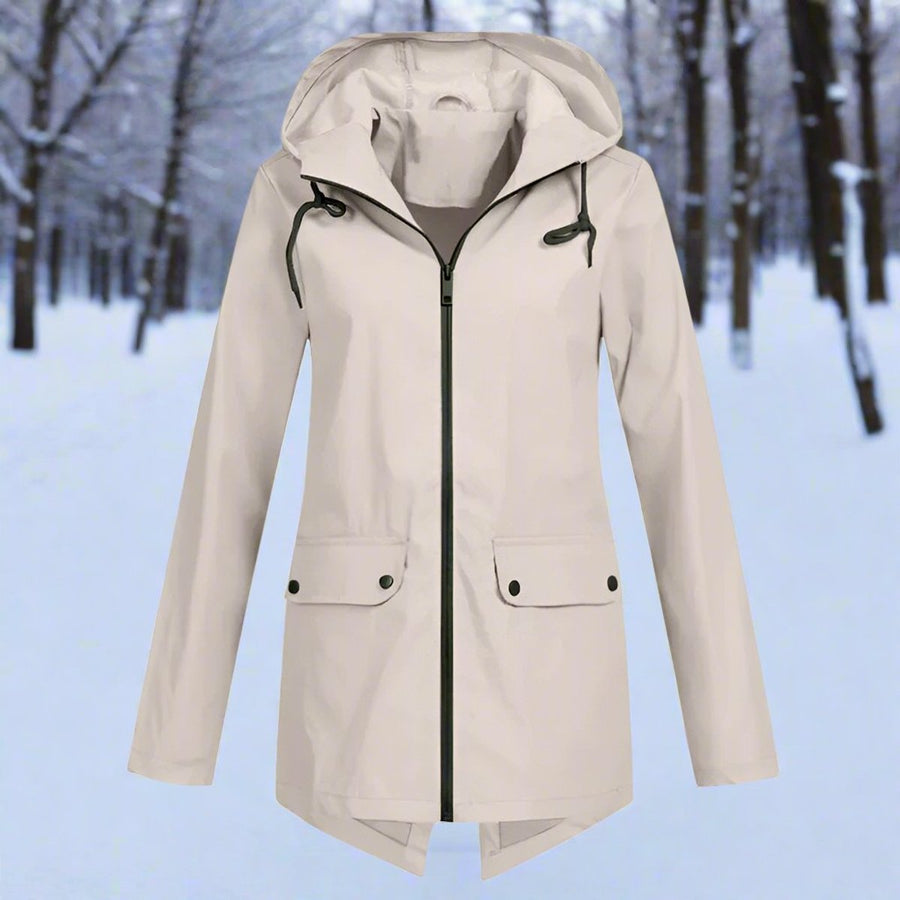 Women's Waterproof Rain Jacket | Stylish Adjustable Hooded Outerwear | Chic and Functional Raincoat 0