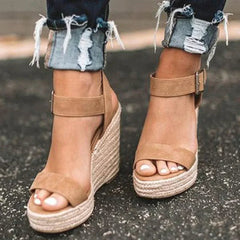 Women's Woven Espadrille Wedge Sandals | Elegant Adjustable Summer Footwear 0