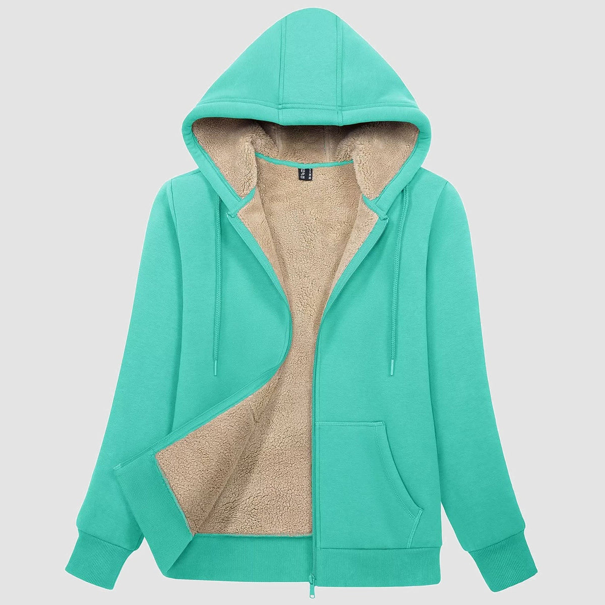 Women's Sherpa-Lined Zip Hoodie with Pockets
