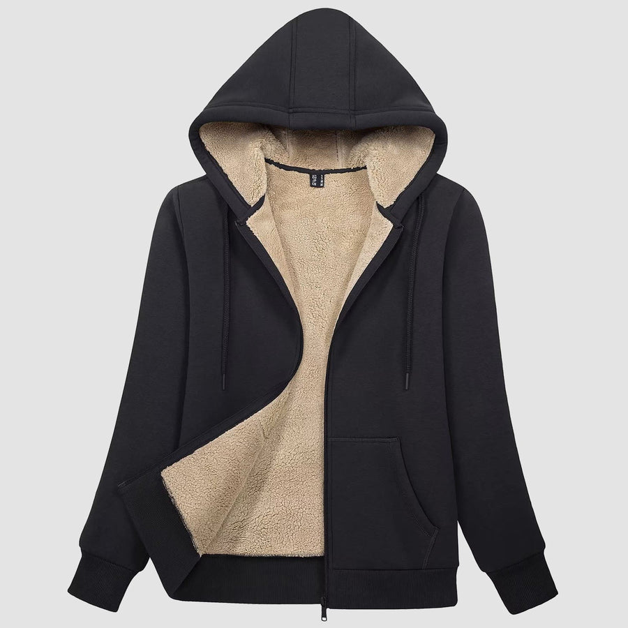 Women's Sherpa-Lined Zip Hoodie with Pockets