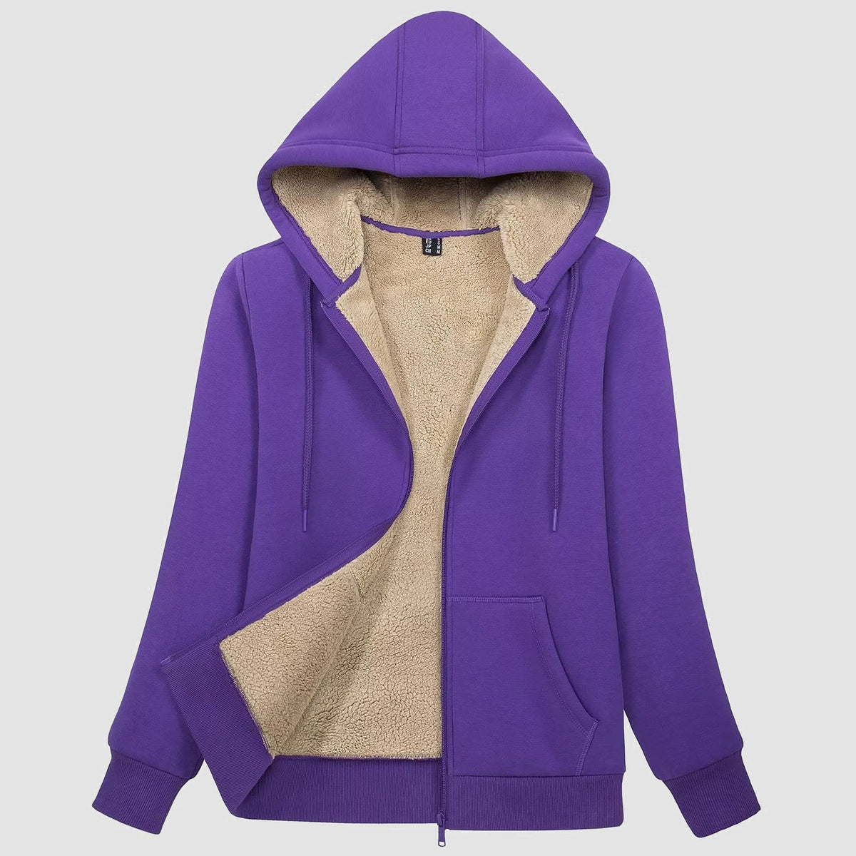 Women's Sherpa-Lined Zip Hoodie with Pockets