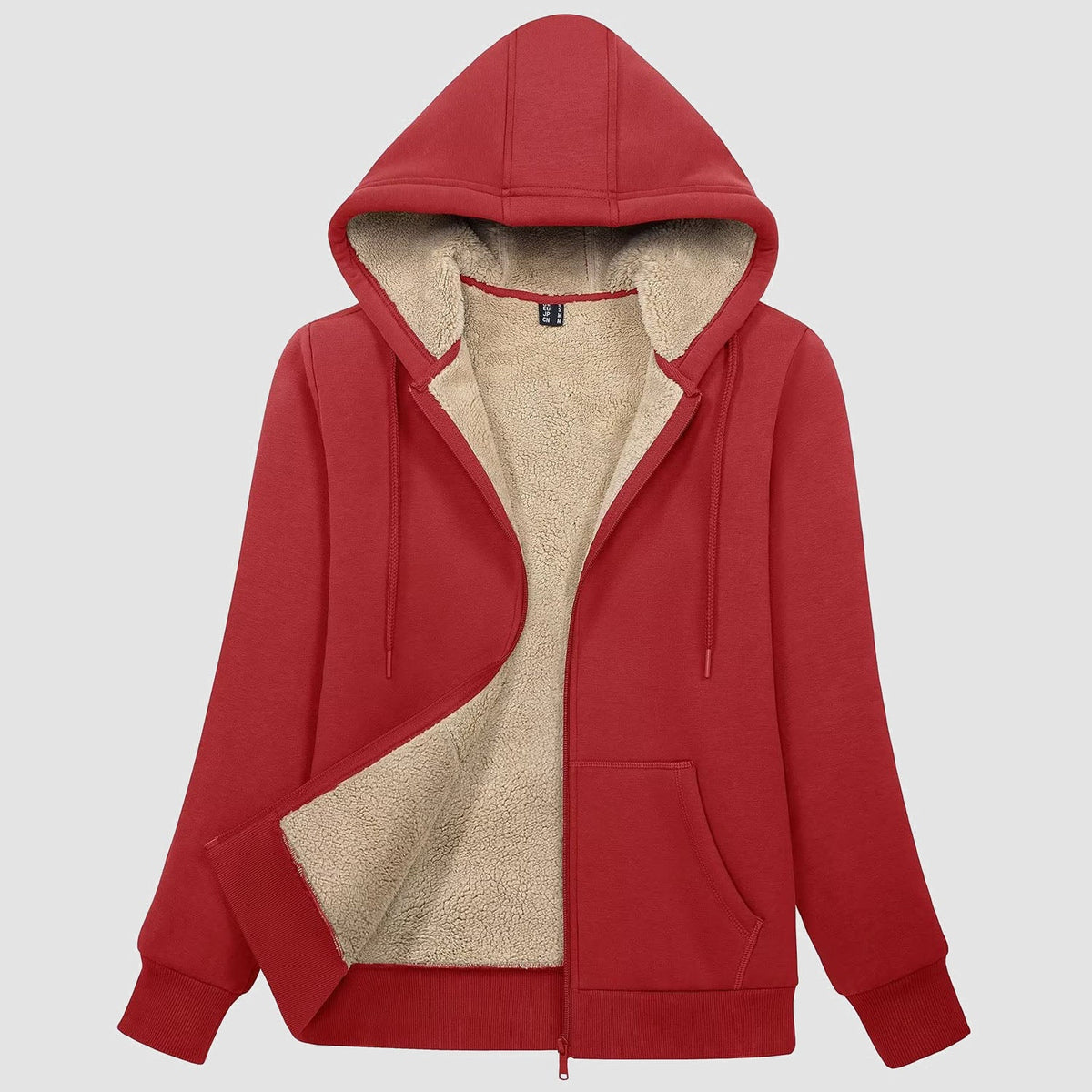 Women's Sherpa-Lined Zip Hoodie with Pockets