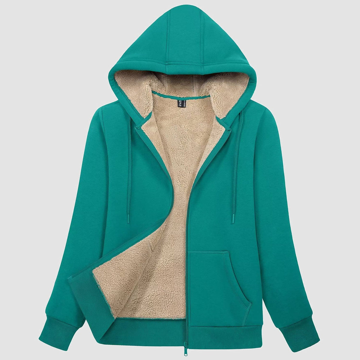 Women's Sherpa-Lined Zip Hoodie with Pockets