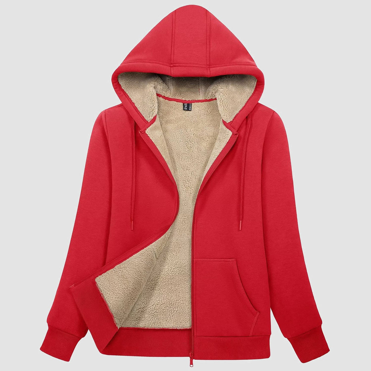 Women's Sherpa-Lined Zip Hoodie with Pockets