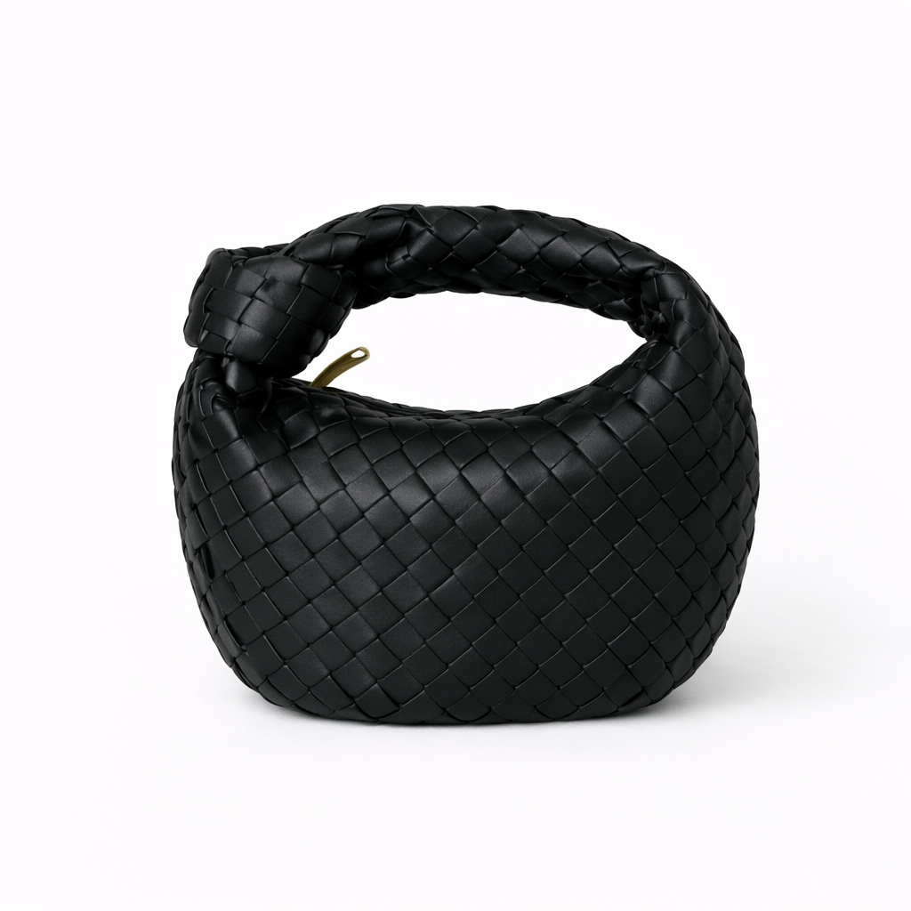 Women's Woven Faux Leather Knot Handle Bag