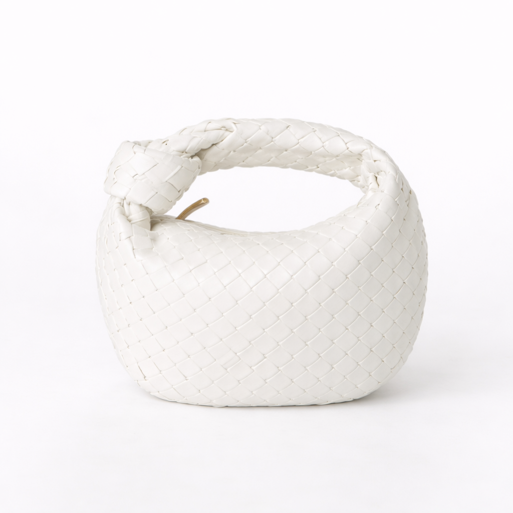 Women's Woven Faux Leather Knot Handle Bag