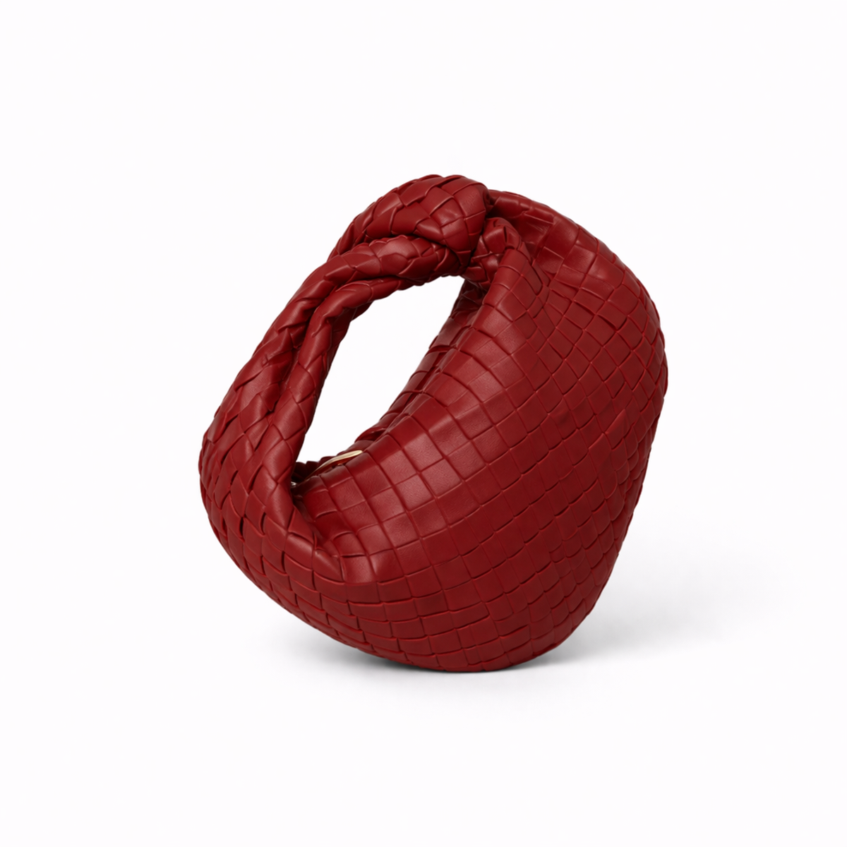 Women's Woven Faux Leather Knot Handle Bag