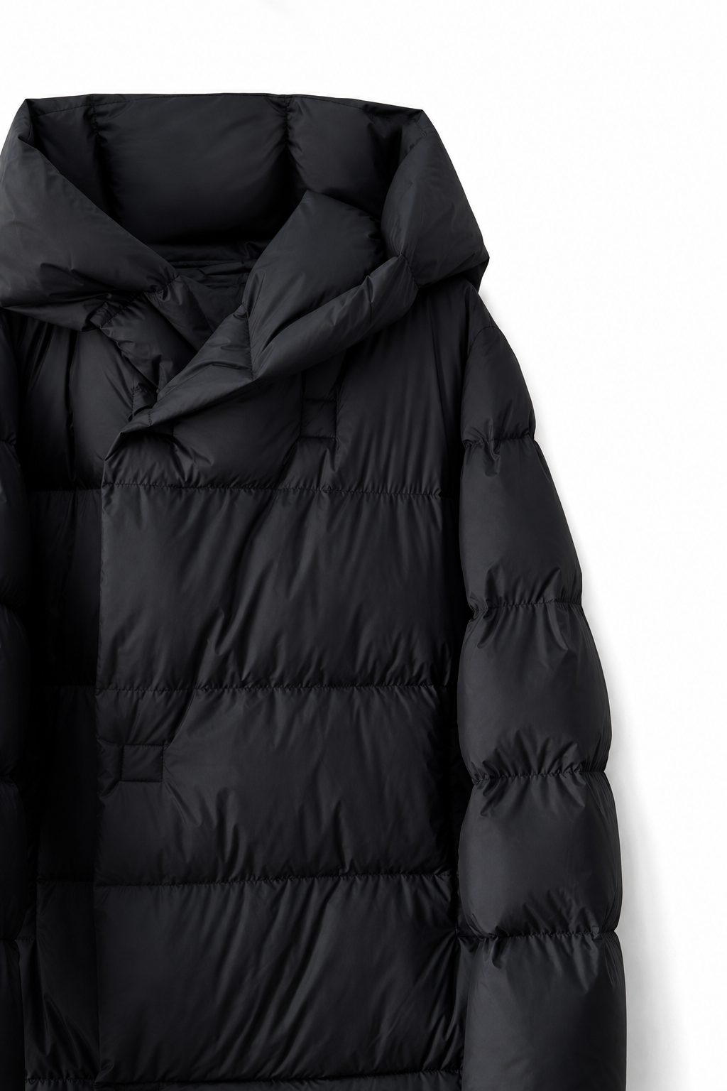 Women's Long Down Puffer Coat with Hood and Zip Front