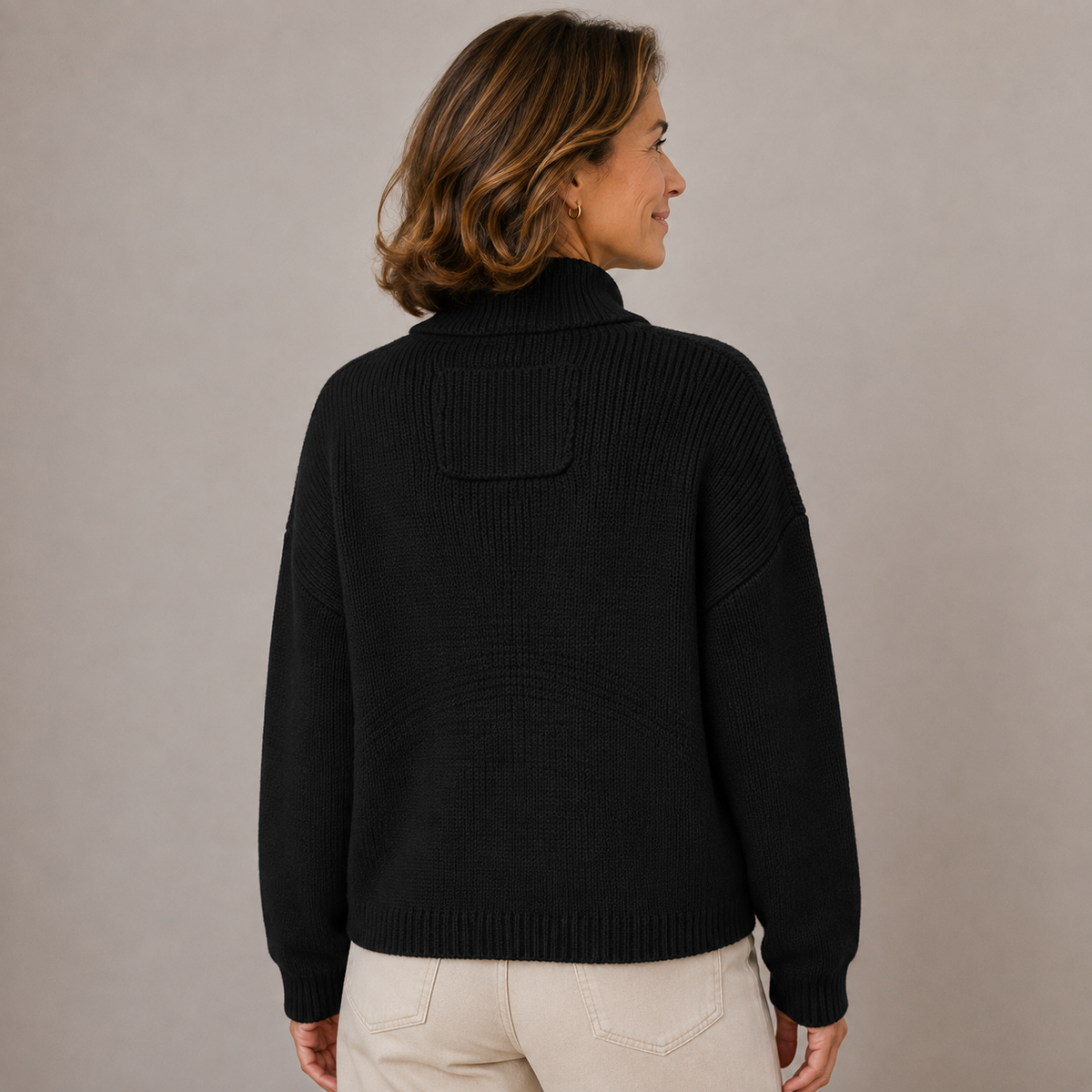 Women's Chunky Knit Cardigan With Stand Collar And Button Front