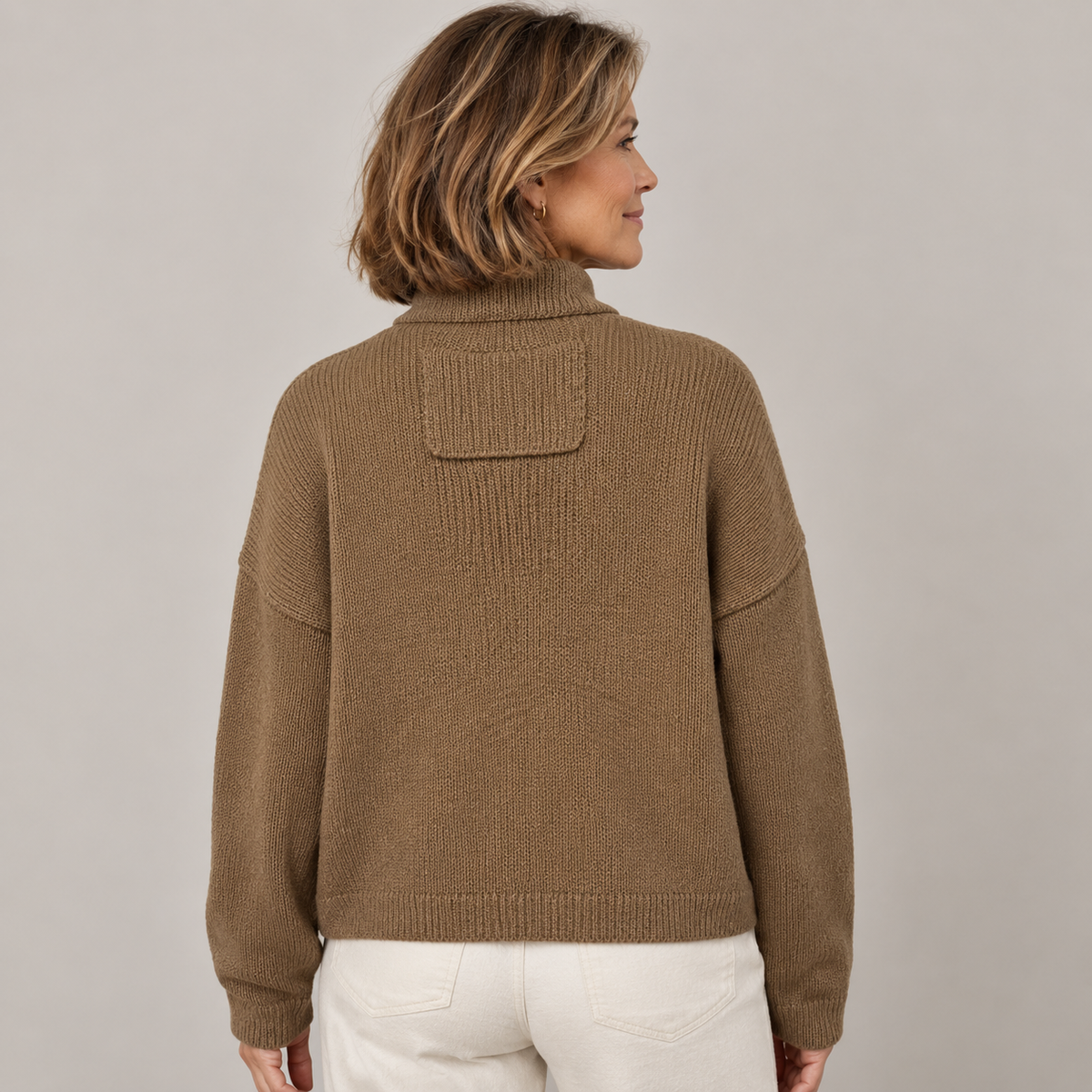 Women's Chunky Knit Cardigan With Stand Collar And Button Front