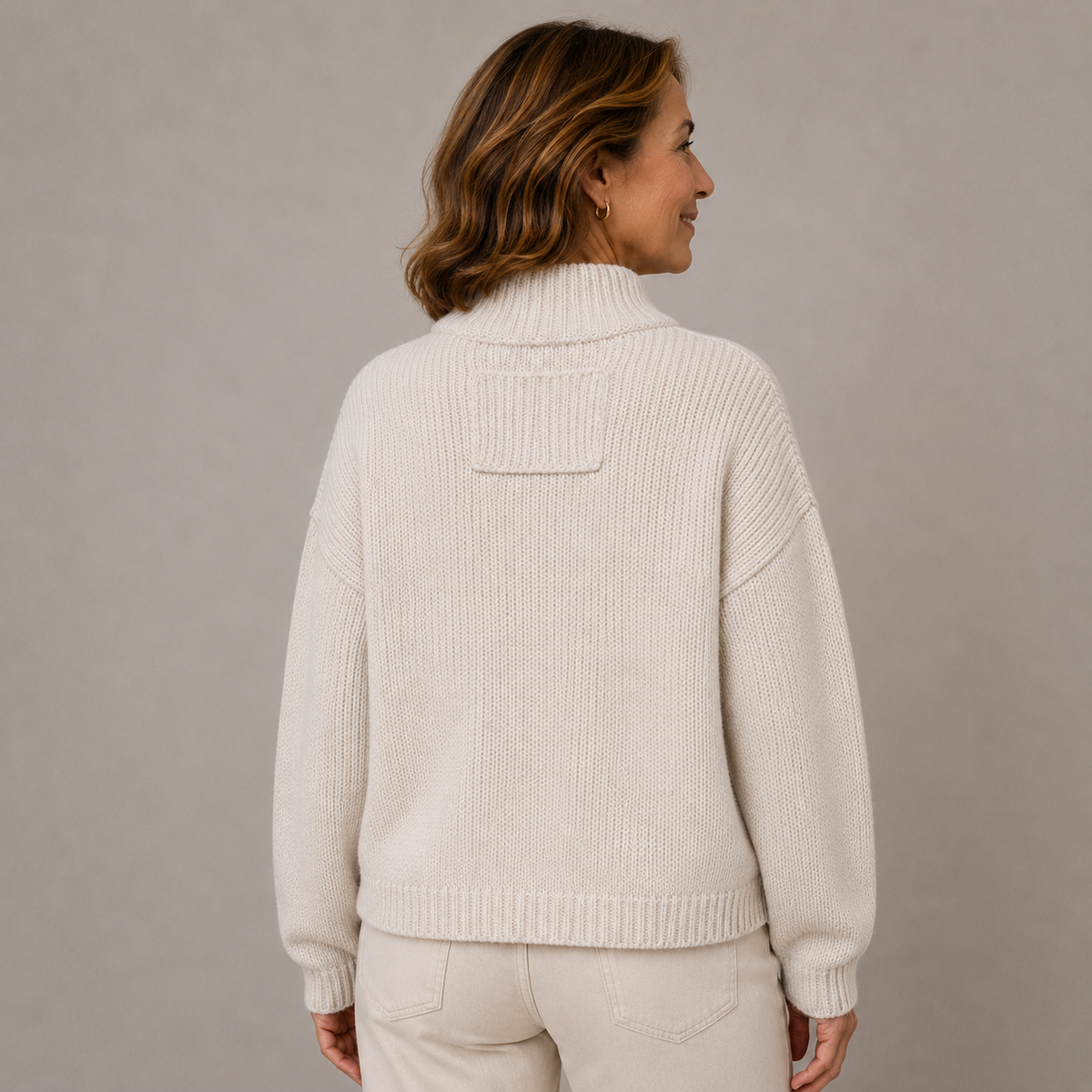 Women's Chunky Knit Cardigan With Stand Collar And Button Front