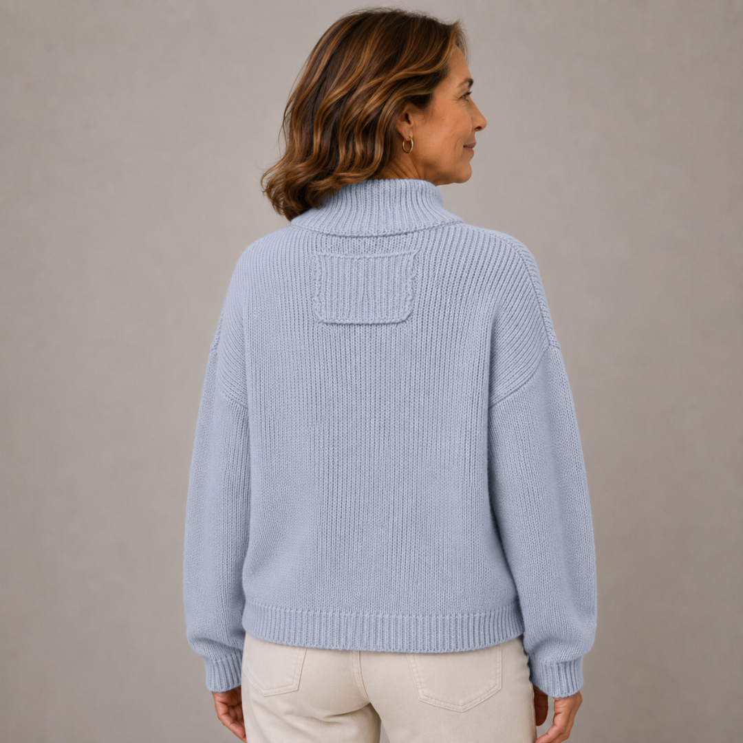 Women's Chunky Knit Cardigan With Stand Collar And Button Front