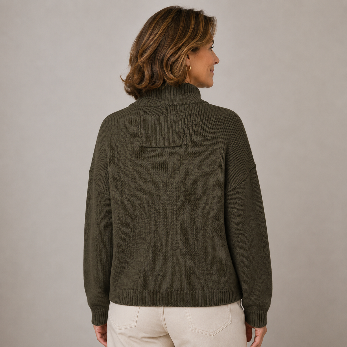 Women's Chunky Knit Cardigan With Stand Collar And Button Front