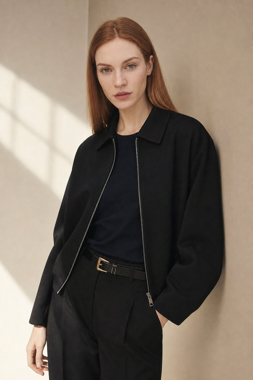 Women's Cropped Lightweight Puffer Jacket with Full Zip and Collar