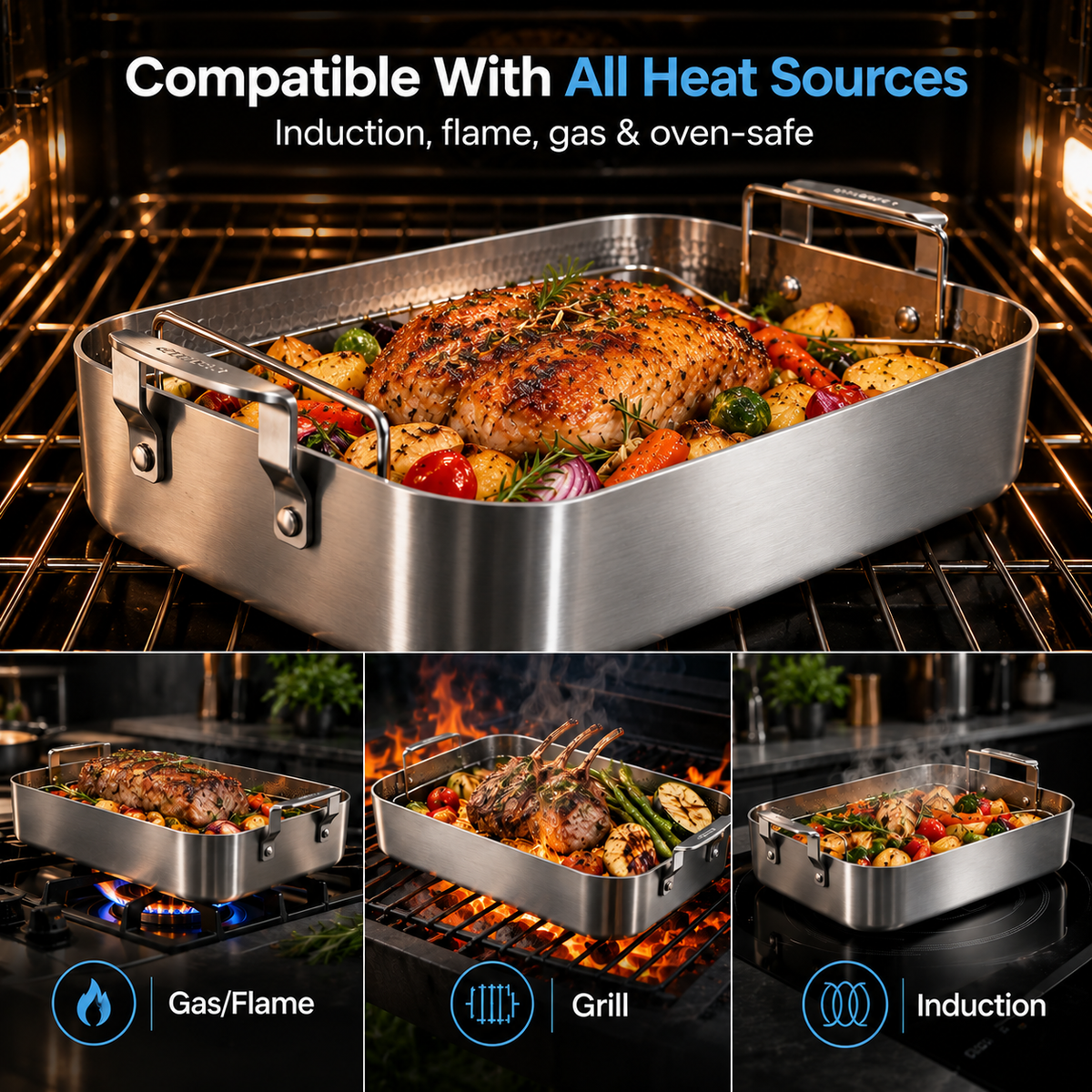 Pure Titanium Hammered Roasting Pan