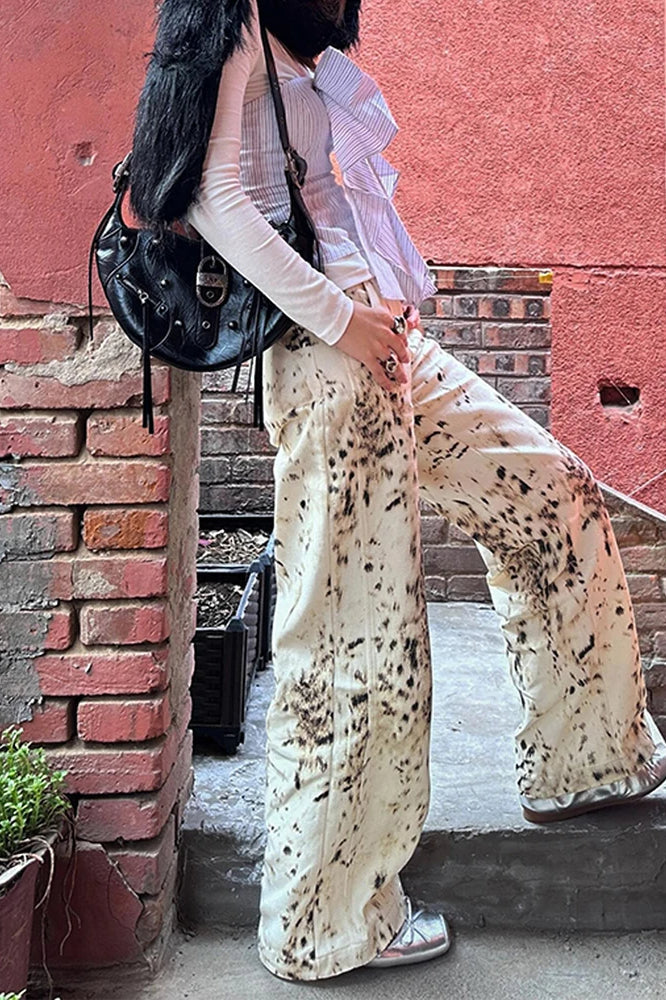 Women's Animal Print Wide Leg Pants