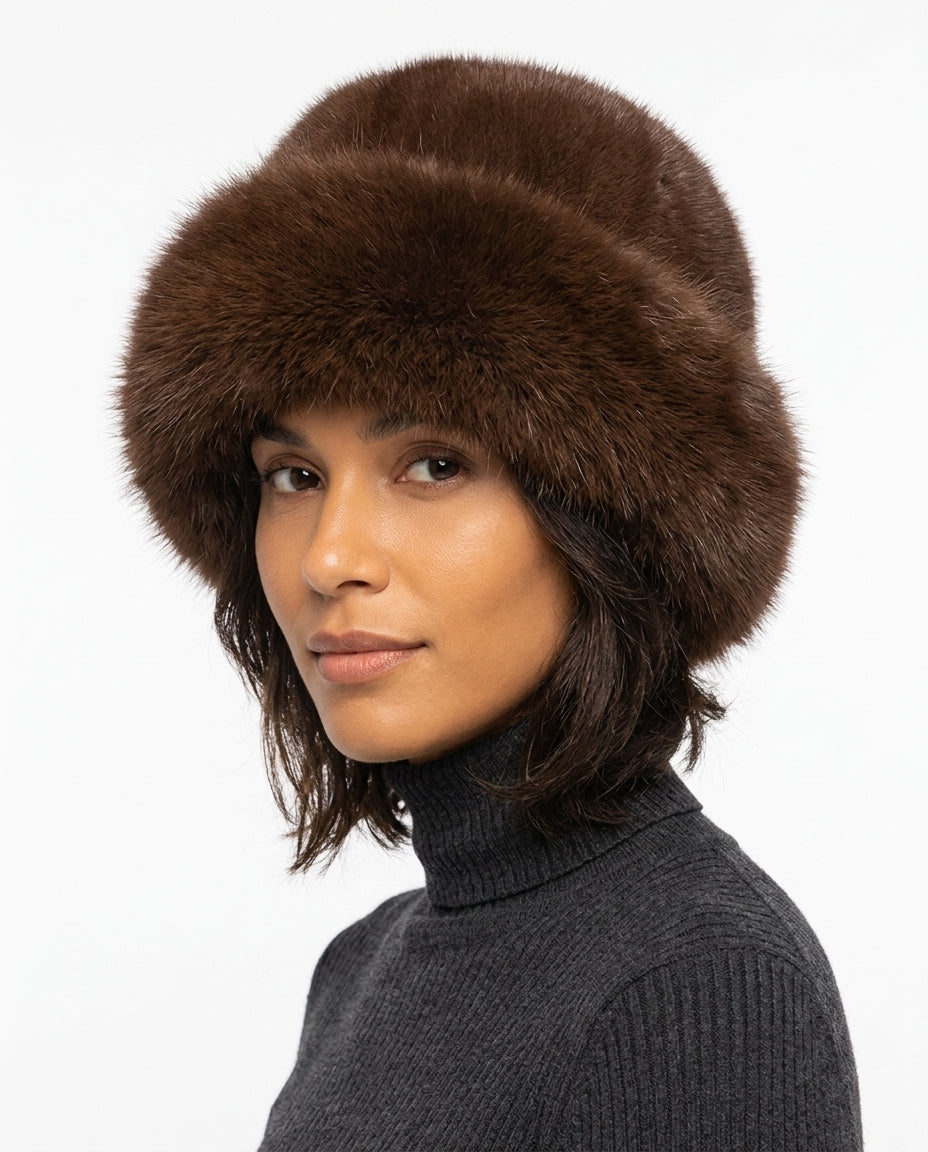 Women's Fluffy Faux Fur Bucket Hat with Plush Texture