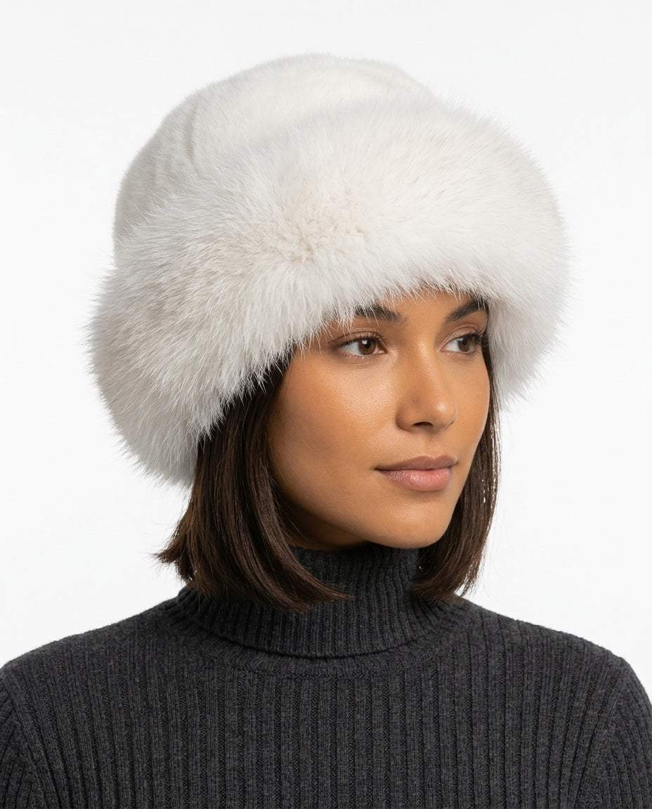 Women's Fluffy Faux Fur Bucket Hat with Plush Texture