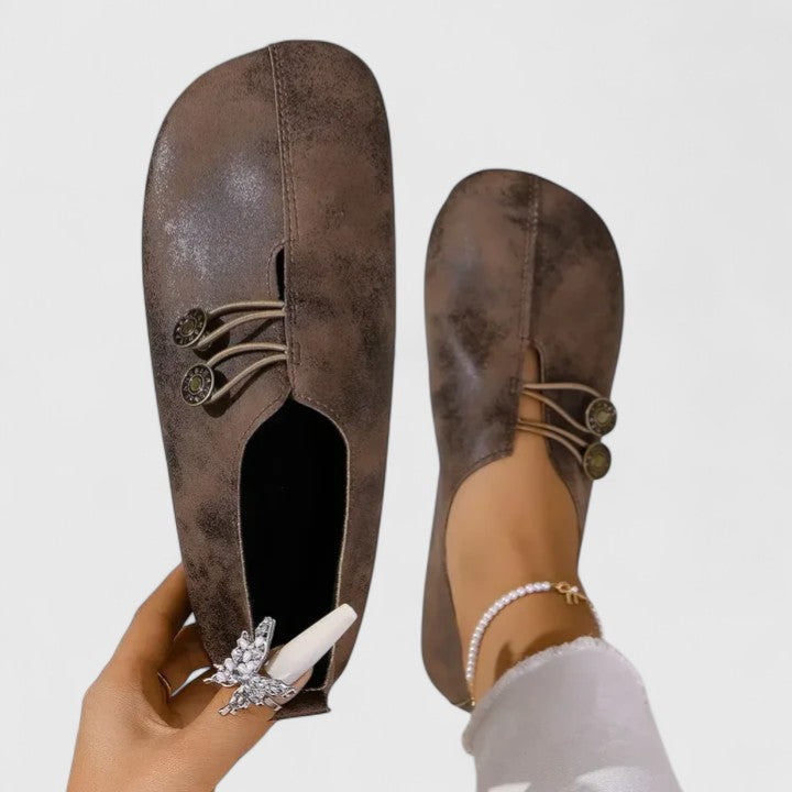 Women's Soft Suede Slip On Flats with Adjustable Button Straps