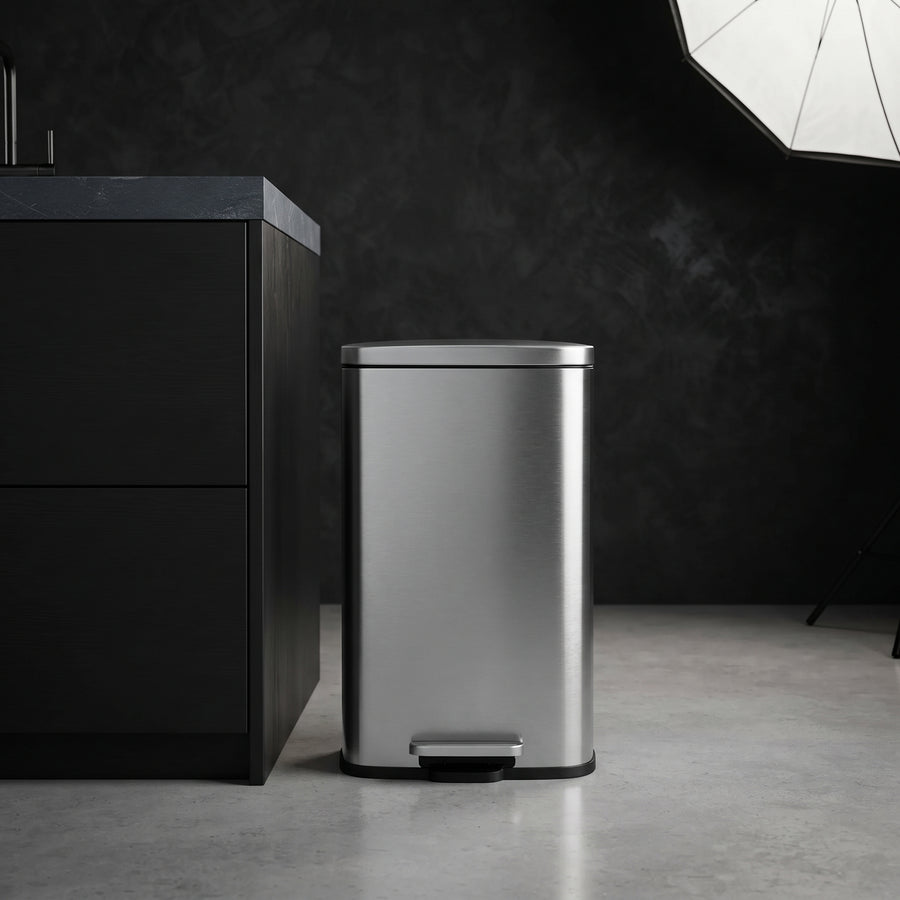 Stainless Steel Soft-Close Pedal Trash Can – 30L