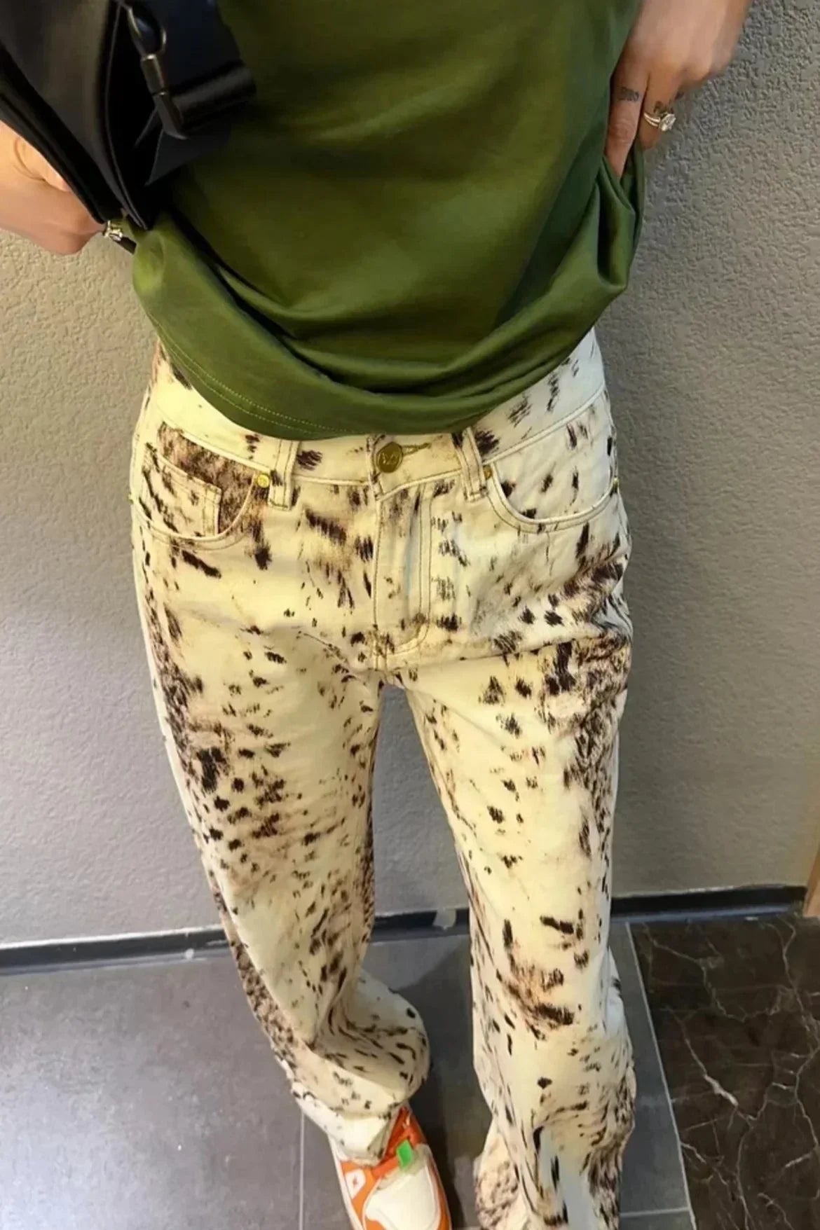 Women's Animal Print Wide Leg Pants