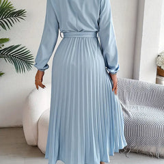 Jasmine | Womens Long Sleeve Pleated Belted Dress 2