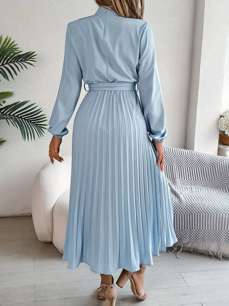 Jasmine | Womens Long Sleeve Pleated Belted Dress 2