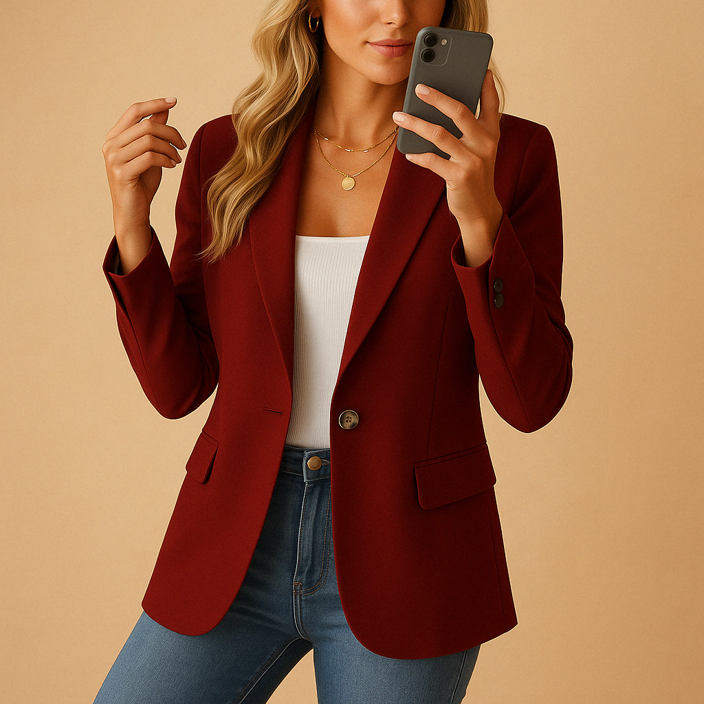 Fitted Stretch-Fabric Blazer