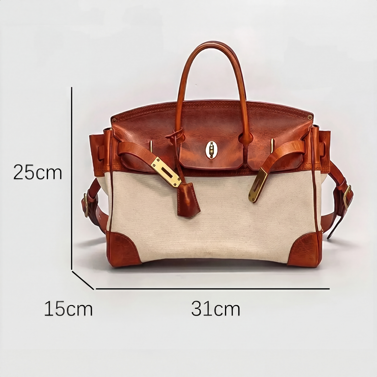 Women's Canvas and Leather Weekender Bag with Top Handles