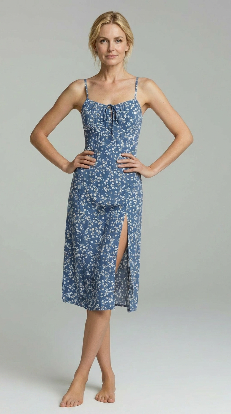 Women's Floral Print Midi Dress | Elegant Slim Spaghetti Strap Summer Dress