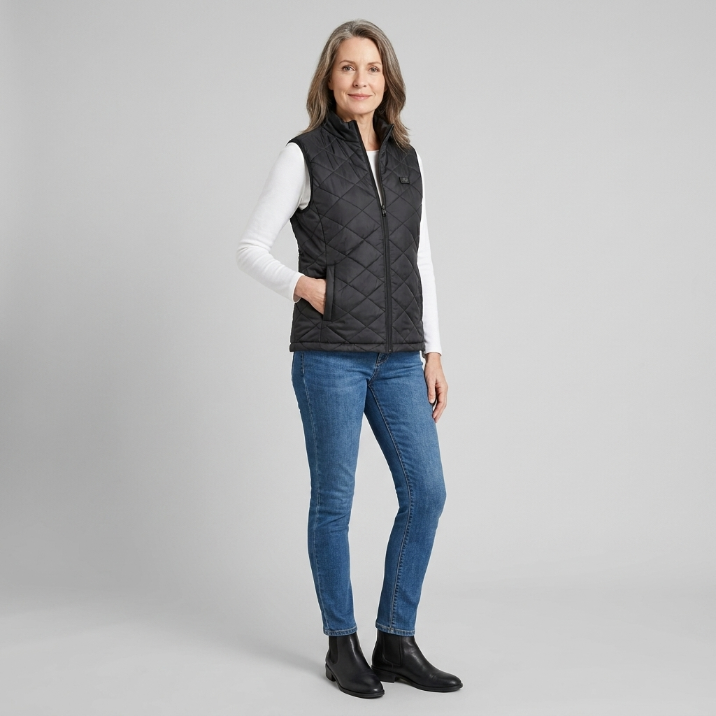 Women's USB Heated Vest, Sleeveless, High Neck and Adjustable Temperature